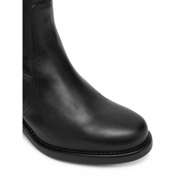 Tommy Hilfiger Γυναικεία Δερμάτινη Μπότα Riding Lthr Long Boot Block Heel FW0FW08777 BDS Μαύρο