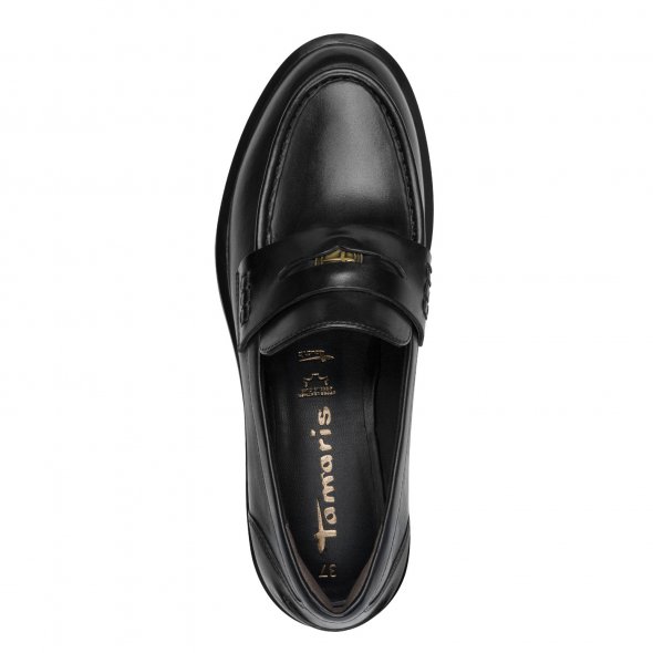 Tamaris Γυναικείο Δερμάτινο Loafer 1-24362-45 001 Μαύρο