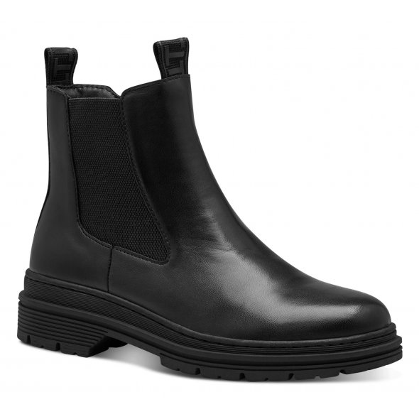 Tamaris Δερμάτινο Μποτάκι 1-25436-41 003 Black Leather