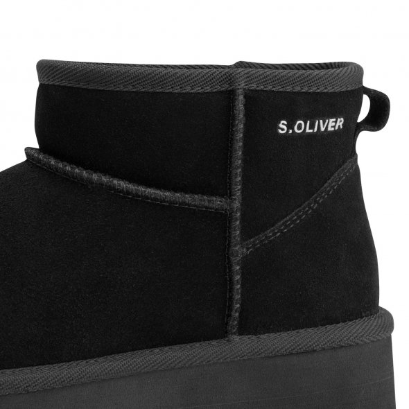 S.Oliver Γυναικείο Δερμάτινο Μποτάκι Flat 5-26352-41 001 Μαύρο