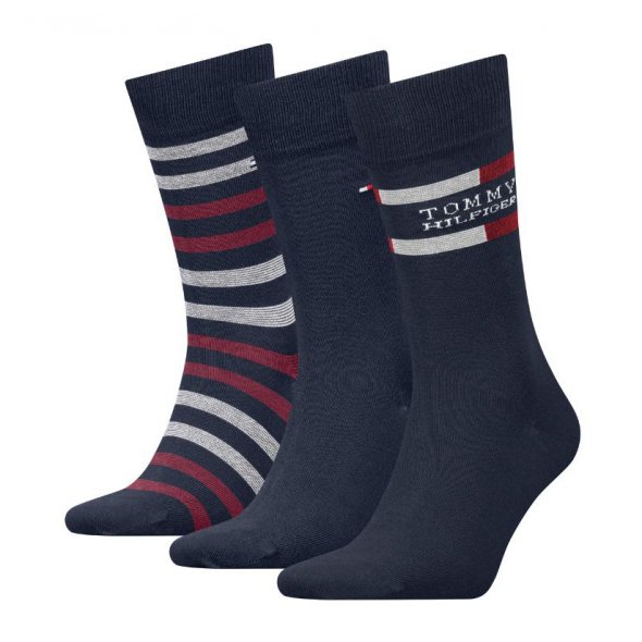 Tommy Hilfiger Σετ 3 Ζευγάρια Ψηλές Κάλτσες 701235376 001 Μπλε