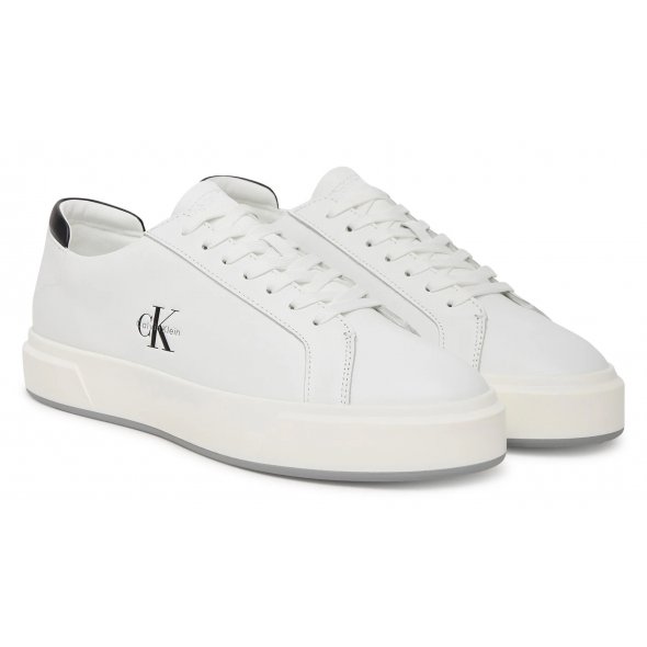 Calvin Klein Ανδρικό Δερμάτινο Sneaker YM0YM01435 01W Λευκό
