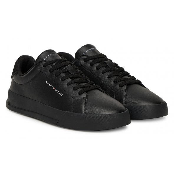 Tommy Hilfiger Ανδρικό Δερμάτινο Sneaker Th Court Lth Detail Ess FM0FM05367 0GJ Μαύρο