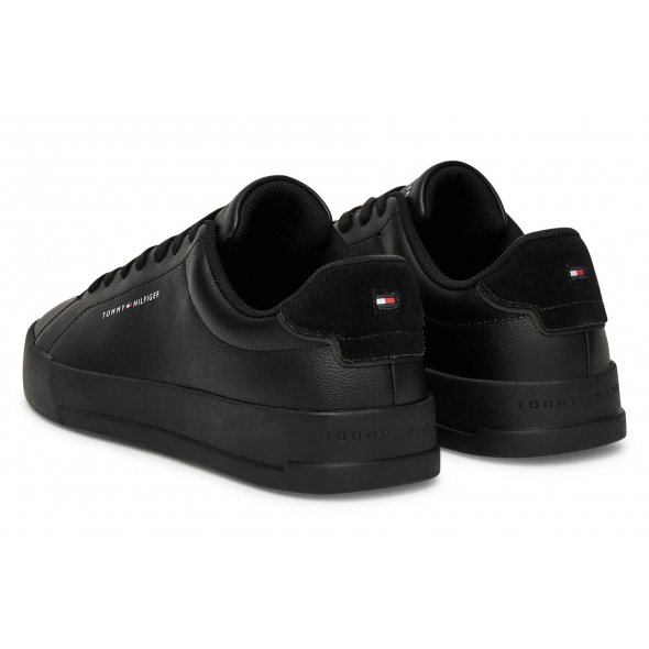 Tommy Hilfiger Ανδρικό Δερμάτινο Sneaker Th Court Lth Detail Ess FM0FM05367 0GJ Μαύρο