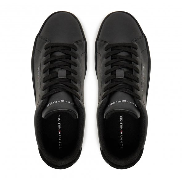 Tommy Hilfiger Ανδρικό Δερμάτινο Sneaker Th Court Lth Detail Ess FM0FM05367 0GJ Μαύρο