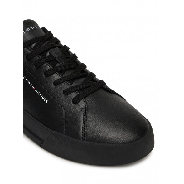 Tommy Hilfiger Ανδρικό Δερμάτινο Sneaker Th Court Lth Detail Ess FM0FM05367 0GJ Μαύρο