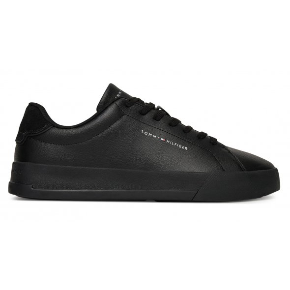 Tommy Hilfiger Ανδρικό Δερμάτινο Sneaker Th Court Lth Detail Ess FM0FM05367 0GJ Μαύρο