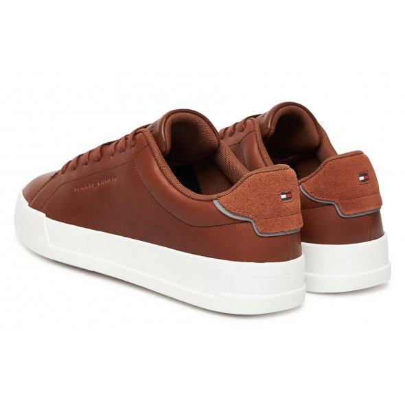 Tommy Hilfiger Ανδρικό Δερμάτινο Sneaker Th Court Core Cognac FM0FM05729 GVI Ταμπά