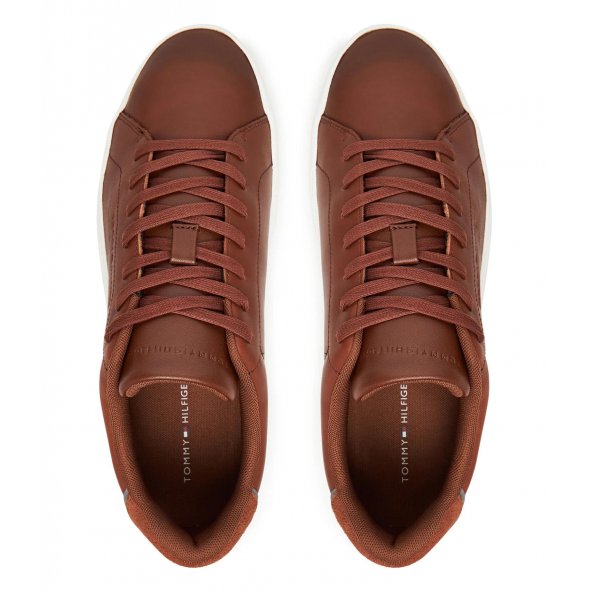 Tommy Hilfiger Ανδρικό Δερμάτινο Sneaker Th Court Core Cognac FM0FM05729 GVI Ταμπά
