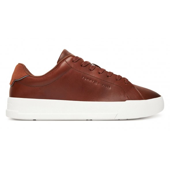 Tommy Hilfiger Ανδρικό Δερμάτινο Sneaker Th Court Core Cognac FM0FM05729 GVI Ταμπά