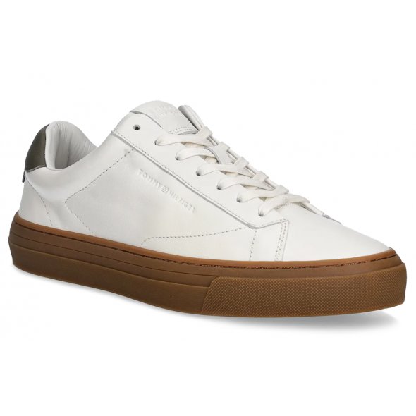 Tommy Hilfiger Ανδρικό Δερμάτινο Sneaker FM0FM05572 YBL Εκρού