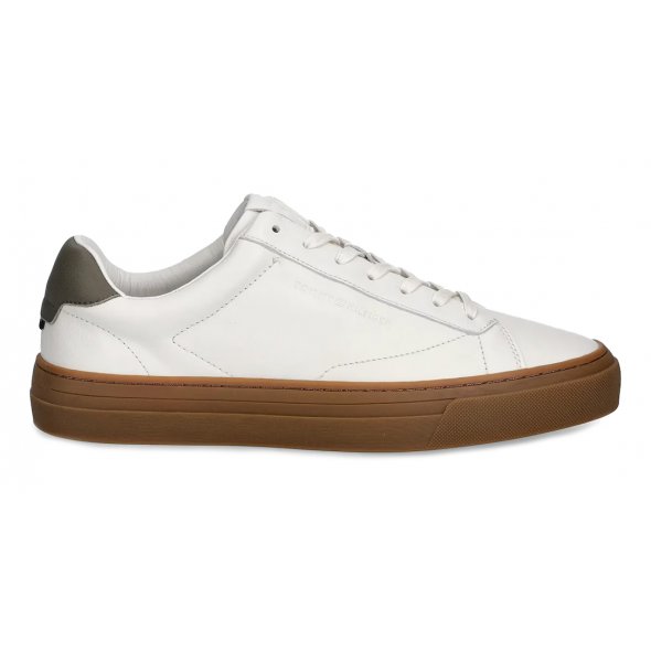 Tommy Hilfiger Ανδρικό Δερμάτινο Sneaker FM0FM05572 YBL Εκρού
