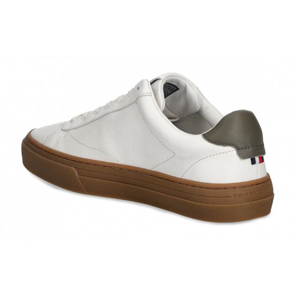 Tommy Hilfiger Ανδρικό Δερμάτινο Sneaker FM0FM05572 YBL Εκρού