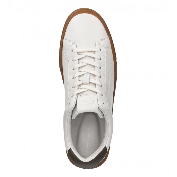 Tommy Hilfiger Ανδρικό Δερμάτινο Sneaker FM0FM05572 YBL Εκρού