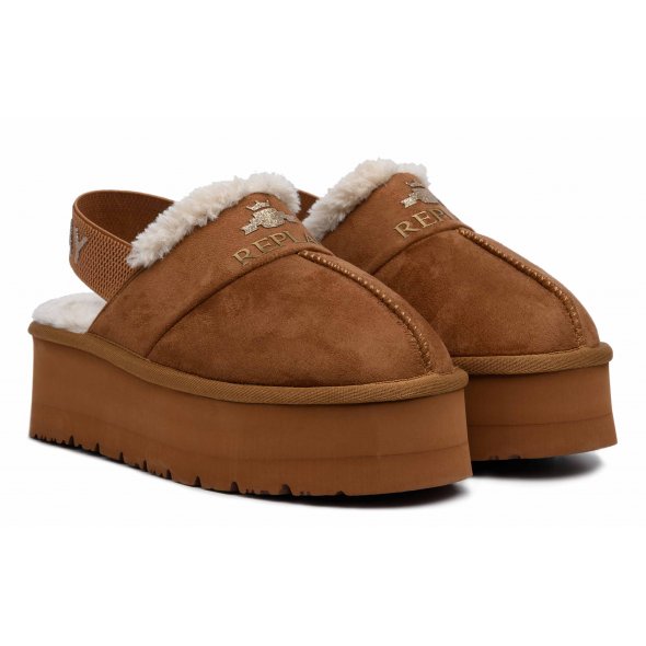 Replay Γυναικεία Παντόφλα Με Γούνα Chic Slipper RF5A0013T 0012 Ταμπά