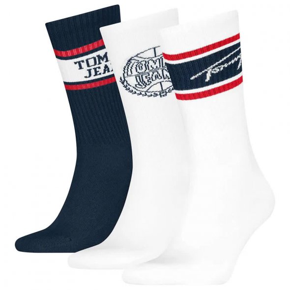 Tommy Hilfiger Σετ 3 Ζευγάρια Ψηλές Κάλτσες 701236471 001 Λευκό