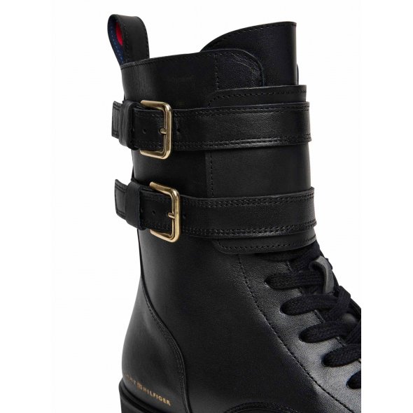 Tommy Hilfiger Γυναικείο Δερμάτινο Μποτάκι FW0FW08986 BDS Μαύρο