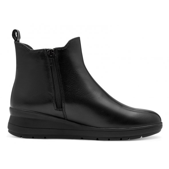 Jana 100% Comfort Γυναικείο Δερμάτινο Μποτάκι Flat 8-25720-45 001 Μαύρο