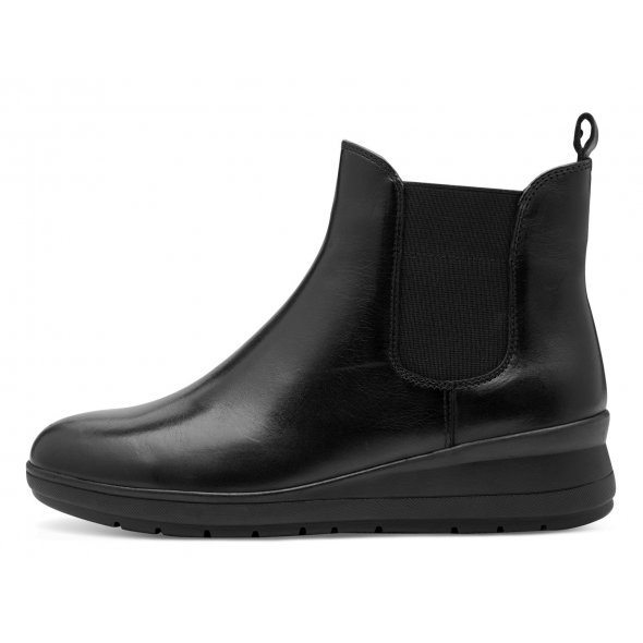 Jana 100% Comfort Γυναικείο Δερμάτινο Μποτάκι Flat 8-25720-45 001 Μαύρο