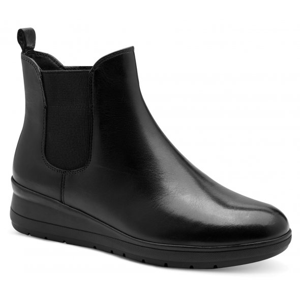 Jana 100% Comfort Γυναικείο Δερμάτινο Μποτάκι Flat 8-25720-45 001 Μαύρο