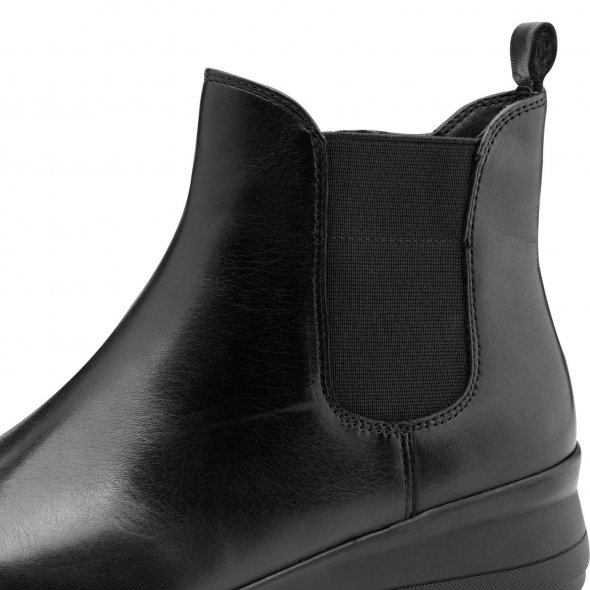 Jana 100% Comfort Γυναικείο Δερμάτινο Μποτάκι Flat 8-25720-45 001 Μαύρο