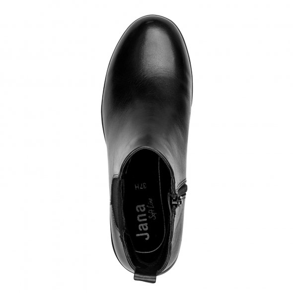 Jana 100% Comfort Γυναικείο Δερμάτινο Μποτάκι Flat 8-25720-45 001 Μαύρο