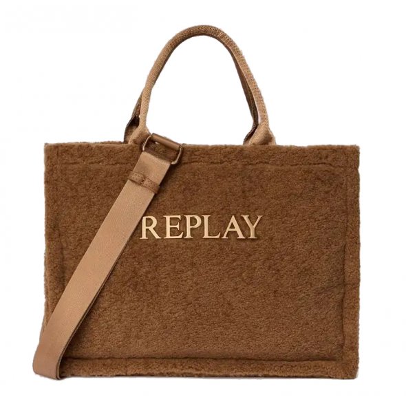 Replay Γυναικεία Τσάντα Teddy Fake Fur Tote FW3815.000 A1002A 0203 Καφέ