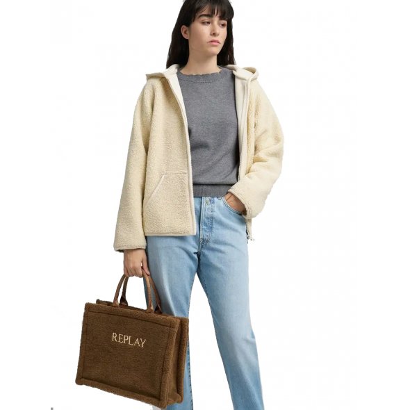 Replay Γυναικεία Τσάντα Teddy Fake Fur Tote FW3815.000 A1002A 0203 Καφέ