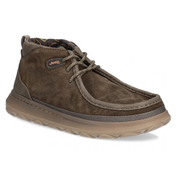 Jeep Ανδρικό Δερμάτινο Μποτάκι Kauai Wallabee Mid Suede JM52041A 020 Military