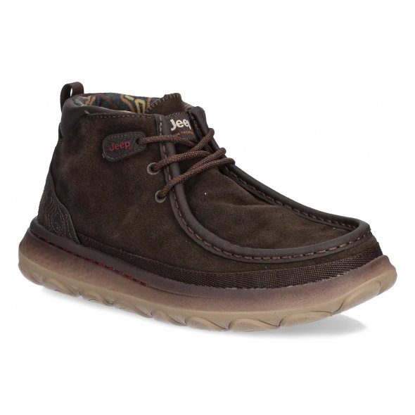 Jeep Ανδρικό Δερμάτινο Μποτάκι Kauai Wallabee Mid Suede JM52041A 030 Dark Brown