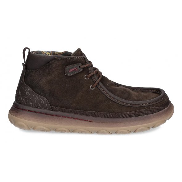 Jeep Ανδρικό Δερμάτινο Μποτάκι Kauai Wallabee Mid Suede JM52041A 030 Dark Brown
