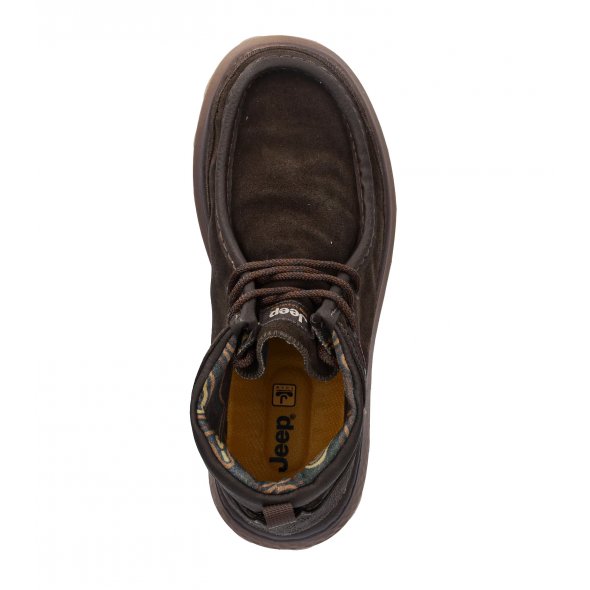 Jeep Ανδρικό Δερμάτινο Μποτάκι Kauai Wallabee Mid Suede JM52041A 030 Dark Brown
