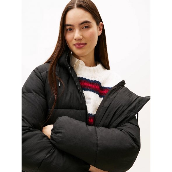 Tommy Hilfiger Hooded Puffer Jacket DW0DW21625 BDS Μαύρο