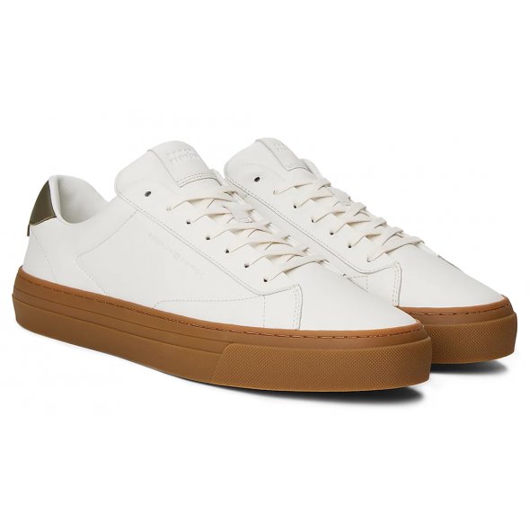 Tommy Hilfiger Ανδρικό Δερμάτινο Sneaker FM0FM05572 YBL Εκρού