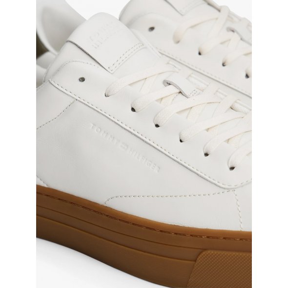 Tommy Hilfiger Ανδρικό Δερμάτινο Sneaker FM0FM05572 YBL Εκρού