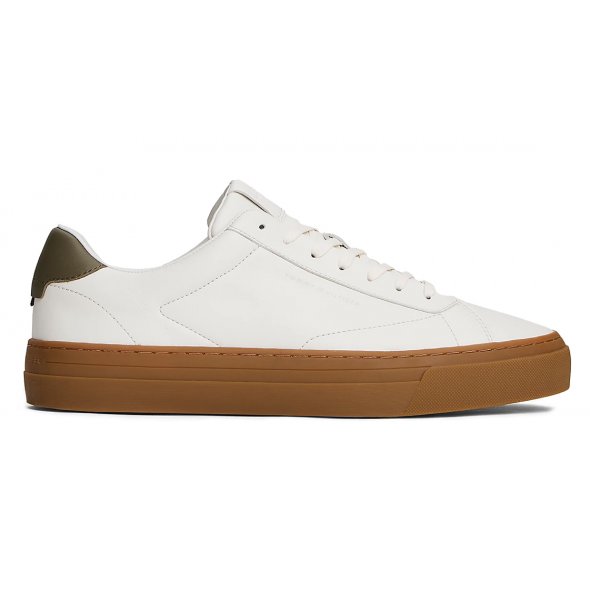 Tommy Hilfiger Ανδρικό Δερμάτινο Sneaker FM0FM05572 YBL Εκρού