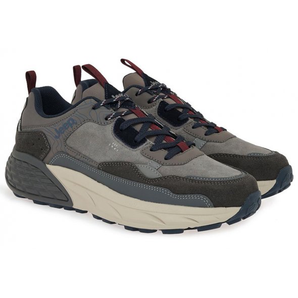 Jeep Ανδρικό Δερμάτινο Sneaker Groove JM52070A 055 Grey