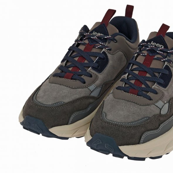 Jeep Ανδρικό Δερμάτινο Sneaker Groove JM52070A 055 Grey