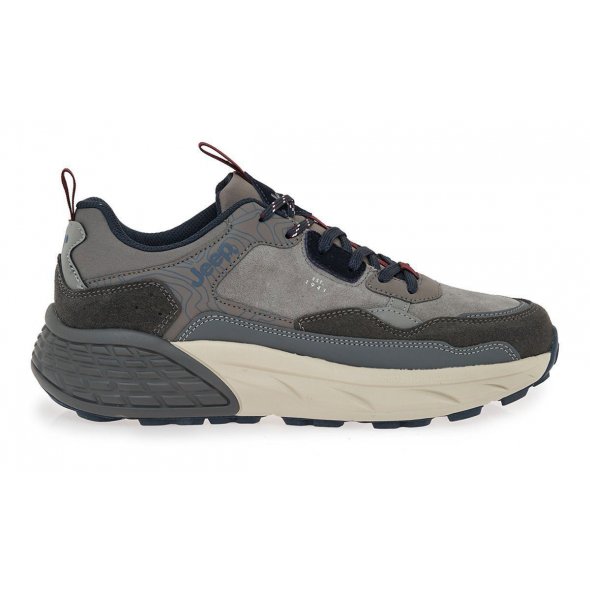 Jeep Ανδρικό Δερμάτινο Sneaker Groove JM52070A 055 Grey