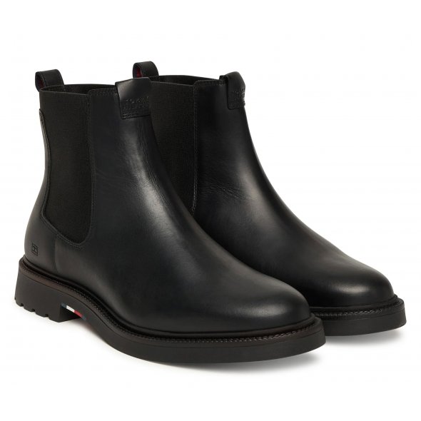 Tommy Hilfiger Ανδρικό Δερμάτινο Μποτάκι FM0FM05591 BDS Μαύρο