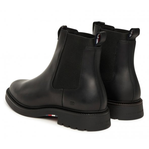 Tommy Hilfiger Ανδρικό Δερμάτινο Μποτάκι FM0FM05591 BDS Μαύρο