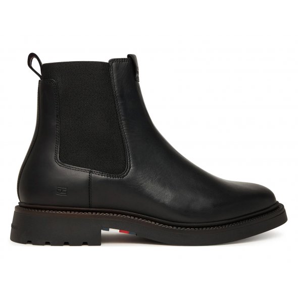 Tommy Hilfiger Ανδρικό Δερμάτινο Μποτάκι FM0FM05591 BDS Μαύρο