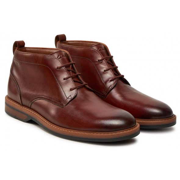 Clarks Ανδρικό Δερμάτινο Μποτάκι Aldwin Chukka 26178425 Mid Tan Leather