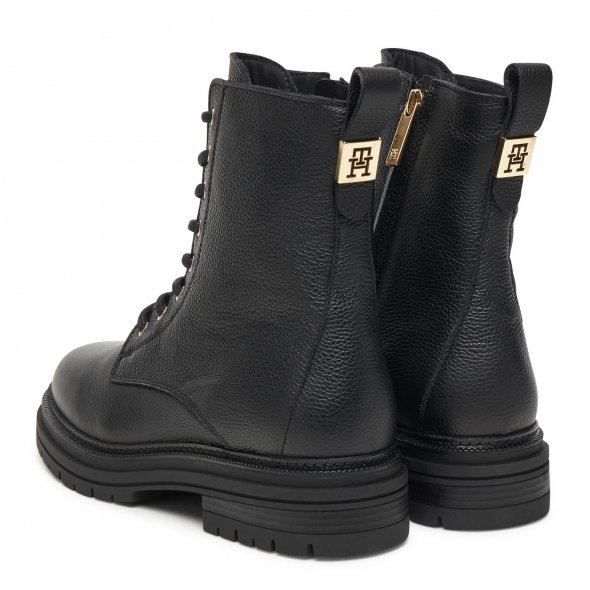 Tommy Hilfiger Γυναικείο Δερμάτινο Μποτάκι FW0FW08767 BDS Μαύρο