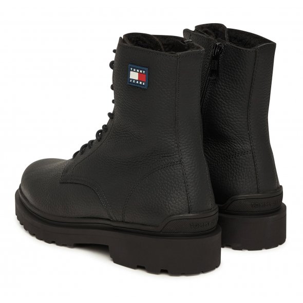 Tommy Hilfiger Ανδρικό Δερμάτινο Μποτάκι EM0EM01631 BDS Μαύρο
