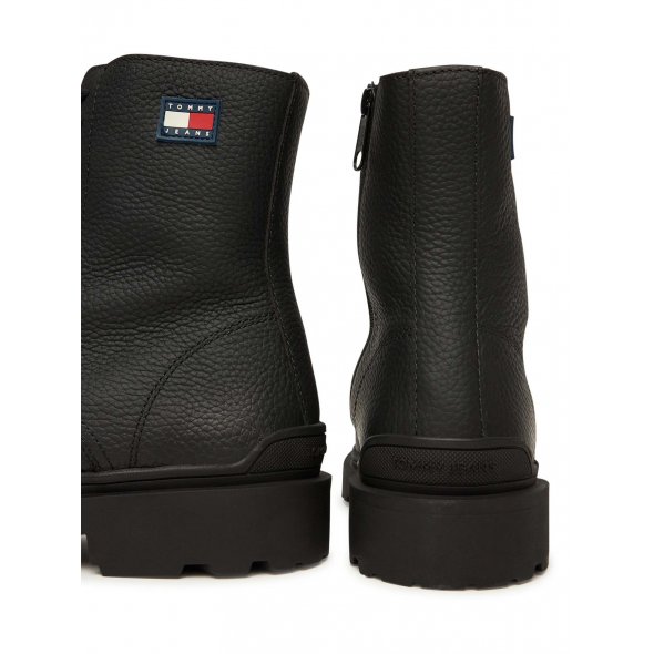 Tommy Hilfiger Ανδρικό Δερμάτινο Μποτάκι EM0EM01631 BDS Μαύρο