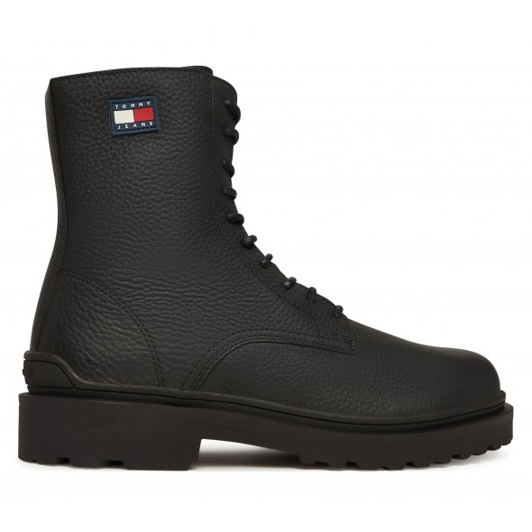 Tommy Hilfiger Ανδρικό Δερμάτινο Μποτάκι EM0EM01631 BDS Μαύρο