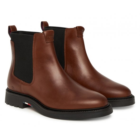 Tommy Hilfiger Ανδρικό Δερμάτινο Μποτάκι FM0FM05591 GVI Ταμπά