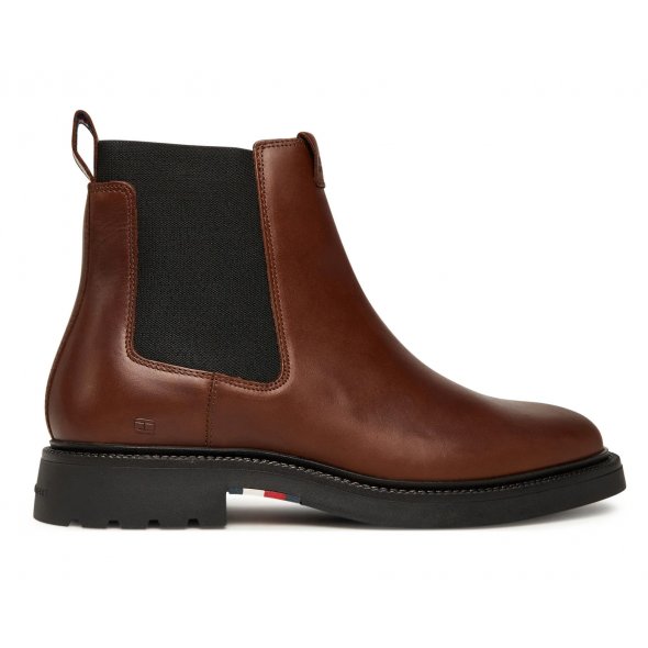 Tommy Hilfiger Ανδρικό Δερμάτινο Μποτάκι FM0FM05591 GVI Ταμπά