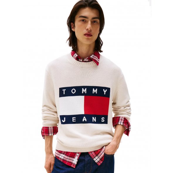 Tommy Hilfiger Ανδρικό πουλόβερ DM0DM22105 AFN Μπεζ